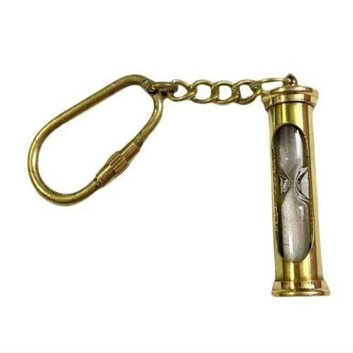 Brass Hourglass Keychain, Keyring send timer, Nautical Keychain, Handmade gift lots BY INDO INTERNATIONAL (Authentic, 75)