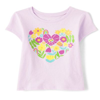 The Children's Place Baby Girls Short Sleeve Graphic T-Shirt Infant-and-Toddler-Shirts, Lilac Haze, 2T US