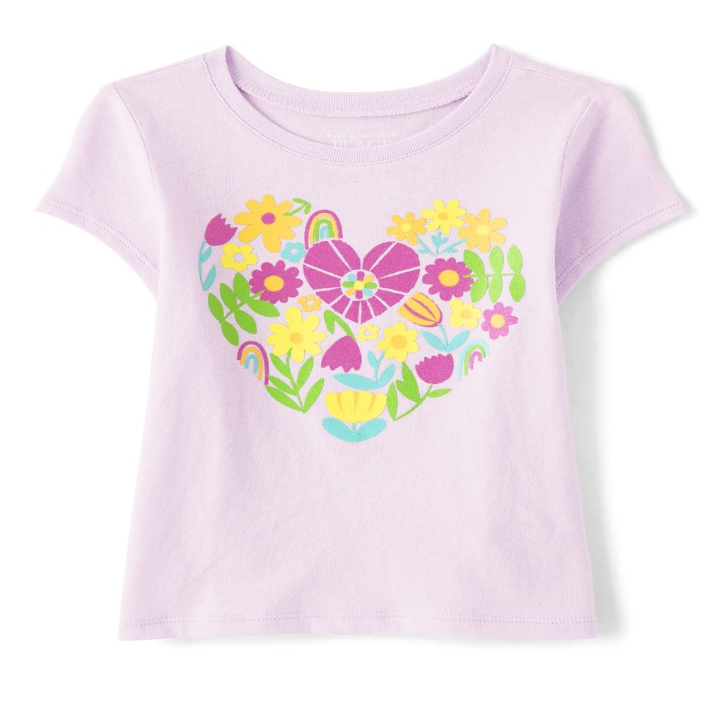 The Children's Place Baby Girls Short Sleeve Graphic T-Shirt Infant-and-Toddler-Shirts, Lilac Haze, 2T US