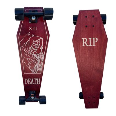 Coffin Death Tarot Red Skateboard | Longboard | 30x9 | Coffin Croozer