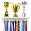 EVERMORE Medal Hanger Display and Trophy Shelf with Hooks - Wooden Medal Holder for Wall Mount Ribbon Display, Trophy Display Shelf for Gymnastics, Soccer, Running Race Medals Awards Rack view 1