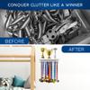EVERMORE Medal Hanger Display and Trophy Shelf with Hooks - Wooden Medal Holder for Wall Mount Ribbon Display, Trophy Display Shelf for Gymnastics, Soccer, Running Race Medals Awards Rack view 4