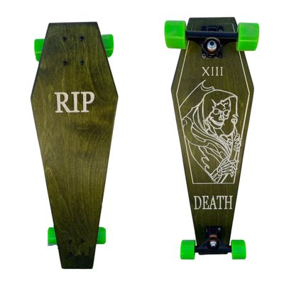 Coffin Death Tarot Green Skateboard | Longboard | 30x9 | Coffin Croozer