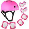 KAMUGO Kids Bike Helmet, Toddler Helmet for Ages 2-8 Boys Girls with Sports Protective Gear Set Knee Elbow Wrist Pads for Skateboard Cycling Scooter Rollerblading (DarkPink) view 1