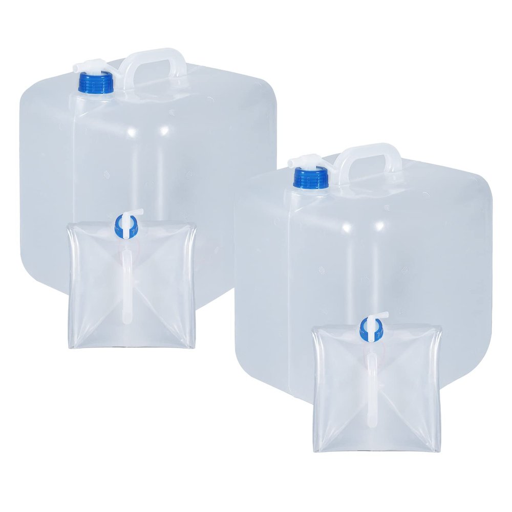 UMETASS 2 Pack-2.6 Gallon Collapsible Water Container with Spigot, Foldable Cube Water Jugs Portable Water Storage for Outdoors Camping Hiking (2.6Gallon-2pack)