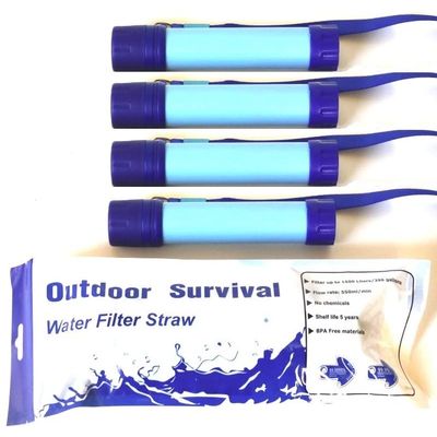 Galaxy Personal Portable Water Filter Straw Filtration Purifier for Hiking, Camping, Hunting, Travel, Outdoor Emergency Survival Detachable Drinking Four Packs