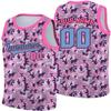 camouflage Custom Basketball Jersey Personalized Printed Your Name & Number Men/Women/Kids Breathable Quick Dry Sportswear (14_Pink Mosaic) view 1