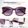 Colrea Trendy Cat Eye Sunglasses for Women Fashion Cateye UV400 Protection Glasses CL22017 (Grey Lens/Red Frame) view 3