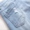 DGHM-JLMY Men's Ripped Light Blue Straight Jeans Washed Slim Fit Pencil Pants Stretch Distressed Leg Denim Pants Jeans (Light Blue,28) view 3