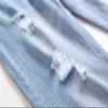 DGHM-JLMY Men's Ripped Light Blue Straight Jeans Washed Slim Fit Pencil Pants Stretch Distressed Leg Denim Pants Jeans (Light Blue,28) view 4