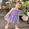 AGQT Baby Girls Tutu Dress Sleeveless Kids Tulle Birthday Party Dresses Casual Playwear Tunic Babydoll Dress Polka Dot-Purple Size 12-18 Months view 2