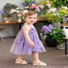 AGQT Baby Girls Tutu Dress Sleeveless Kids Tulle Birthday Party Dresses Casual Playwear Tunic Babydoll Dress Polka Dot-Purple Size 12-18 Months view 4