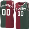 Bicolor Custom Basketball Jersey Personalized Printed Your Own Name & Number Men/Women/Kids Breathable Quick Dry Sportswear (11_Crimson-Huntergreen-White) view 1