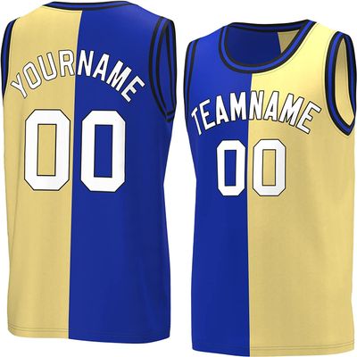 Bicolor Custom Basketball Jersey Personalized Printed Your Own Name & Number Men/Women/Kids Breathable Quick Dry Sportswear (18_Klyl-nplh-White)