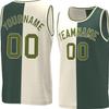 Bicolor Custom Basketball Jersey Personalized Printed Your Own Name & Number Men/Women/Kids Breathable Quick Dry Sportswear (10_Cream-Huntergreen-TLS)