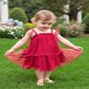 AGQT Baby Girls Tutu Dress Sleeveless Kids Tulle Birthday Party Dresses Casual Playwear Tunic Babydoll Dress Polka Dot-Red Size 6-12 Months view 3