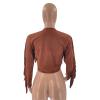 JEsilunmaMY Sexy Tassel Jacket for Women Zip Up Long Sleeve Crewneck Cropped Coats Solid Color Slim Fit Casual Short Jackets (Coffee,Large) view 3