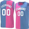 Bicolor Custom Basketball Jersey Personalized Printed Your Own Name & Number Men/Women/Kids Breathable Quick Dry Sportswear (23_Pink-lightblue-White) view 1