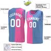 Bicolor Custom Basketball Jersey Personalized Printed Your Own Name & Number Men/Women/Kids Breathable Quick Dry Sportswear (23_Pink-lightblue-White) view 2