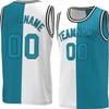 Bicolor Custom Basketball Jersey Personalized Printed Your Own Name & Number Men/Women/Kids Breathable Quick Dry Sportswear (32_Teal-White-Black) view 1