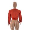 JEsilunmaMY Sexy Tassel Jacket for Women Zip Up Long Sleeve Crewneck Cropped Coats Solid Color Slim Fit Casual Short Jackets (Red,Medium) view 3