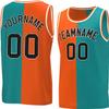 Bicolor Custom Basketball Jersey Personalized Printed Your Own Name & Number Men/Women/Kids Breathable Quick Dry Sportswear (21_Orange-Aqua-Black) view 1