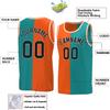 Bicolor Custom Basketball Jersey Personalized Printed Your Own Name & Number Men/Women/Kids Breathable Quick Dry Sportswear (21_Orange-Aqua-Black) view 2