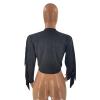 JEsilunmaMY Sexy Tassel Jacket for Women Zip Up Long Sleeve Crewneck Cropped Coats Solid Color Slim Fit Casual Short Jackets (Black,X-Large) view 3