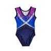 JoyCan Gymnastics Leotards Navy Blue Printed Diamond Girls Competition Performance view 2