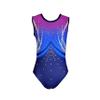 JoyCan Gymnastics Leotards Navy Blue Printed Diamond Girls Competition Performance view 3