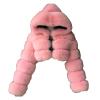 JEsilunmaMY Womens Fluffy Fur Short Coat Zip Long Sleeve Fleece Fuzzy Hooded Jacket Winter Warm Shaggy Shearling Outwear (Pink,3X-Large) view 1