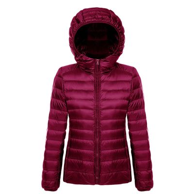 JEsilunmaMY Lightweight Short Puffer Jacket for Women Zip Long Sleeve Packable Hooded Down Coats Slim Winter Cropped Outwear (Red3,3X-Large)