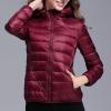 JEsilunmaMY Lightweight Short Puffer Jacket for Women Zip Long Sleeve Packable Hooded Down Coats Slim Winter Cropped Outwear (Red3,3X-Large) view 2