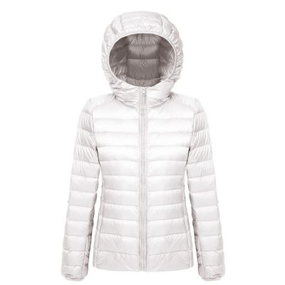 JEsilunmaMY Lightweight Short Puffer Jacket for Women Zip Long Sleeve Packable Hooded Down Coats Slim Winter Cropped Outwear (White,4X-Large)