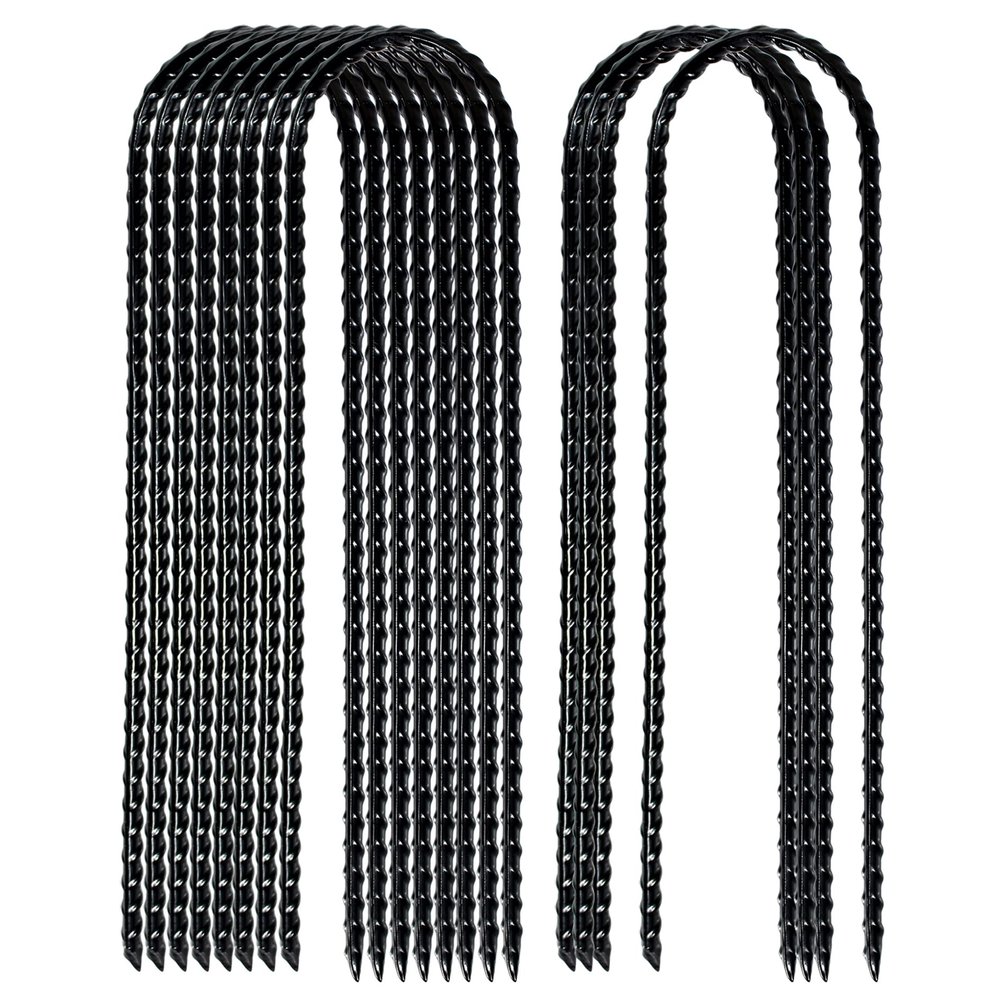 10"x2" Trampolines Wind Stakes Heavy Duty U Shape Galvanized Steel Trampoline Stakes Ground Anchors with Sharp End for Camping Tent, Garden Staples, Trampoline Pins (24)