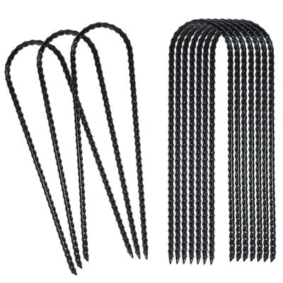 10"x2" Trampolines Wind Stakes Heavy Duty U Shape Galvanized Steel Trampoline Stakes Ground Anchors with Sharp End for Camping Tent, Garden Staples, Trampoline Pins (12)