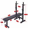 Adjustable Folding Multifunctional Workout Station Adjustable Workout Bench with Squat Rack - balck view 2