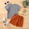 Baby Boy Easter Outfits Funny Letter Print Vintage Bunny T-Shirt Top Jogger Shorts Set Summer Easter Bunny Clothes (Grey+Brown,6-12 Months) view 2