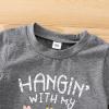 Baby Boy Easter Outfits Funny Letter Print Vintage Bunny T-Shirt Top Jogger Shorts Set Summer Easter Bunny Clothes (Grey+Brown,6-12 Months) view 4