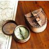 Antique Nautical Brass Compass with Leather Antiqued Brass Poem Compass Navigational & Directional Gift Tool for Hiking Trekking Travelling & Camping by Nexus Centre view 2