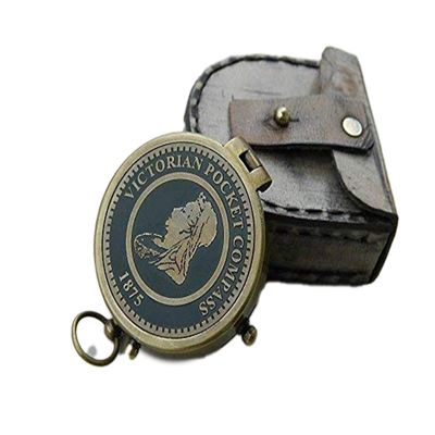 Antique Nautical Brass Compass with Leather Case Navigational & Directional Gift Tool for Hiking Trekking Travelling & Camping by Nexus Centre