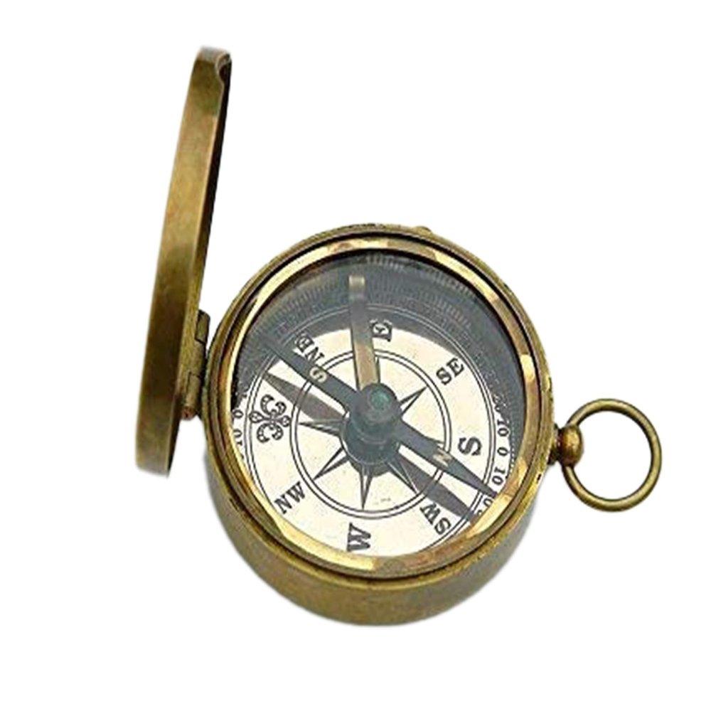 Antique Nautical Brass Compass with Leather Fully Functional Brass Collectable 2'' Compass Navigational & Directional Tool for Hiking Trekking Travelling & Camping by Nexus Centre
