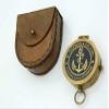 Antique Nautical Brass Compass with Leather Fully Functional Brass Collectable 2'' Compass Navigational & Directional Tool for Hiking Trekking Travelling & Camping by Nexus Centre view 3