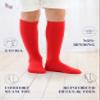 Hugh Ugoli Knee High Cotton Socks for Kids Girls Boys & Toddlers, Long School Uniform Socks, Soft & Comfortable,Red, 7-8 Years Old, 4 Pairs view 3