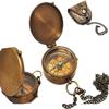 Antique Nautical Brass Compass Handmade Brass Nautical Compass with Stamped Leather Case Navigational & Directional Gift Tool for Hiking Trekking Travelling & Camping by Nexus Centre view 3