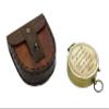 Antique Nautical Brass Compass with Leather Go Confidently Engraved Solid Brass Compass Navigational & Directional Gift Tool for Hiking Trekking Travelling & Camping by Nexus Centre view 1