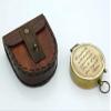 Antique Nautical Brass Compass with Leather Go Confidently Engraved Solid Brass Compass Navigational & Directional Gift Tool for Hiking Trekking Travelling & Camping by Nexus Centre view 2