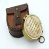 Antique Nautical Brass Compass with Leather Go Confidently Engraved Solid Brass Compass Navigational & Directional Gift Tool for Hiking Trekking Travelling & Camping by Nexus Centre view 4