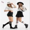 Hugh Ugoli Women Cotton Knee High Socks With 3 Stripes, Long Dress School Uniform for Girls, Boot Socks, Shoe Size 5-8, White, 4 Pairs view 2
