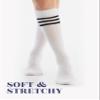 Hugh Ugoli Women Cotton Knee High Socks With 3 Stripes, Long Dress School Uniform for Girls, Boot Socks, Shoe Size 5-8, White, 4 Pairs view 4